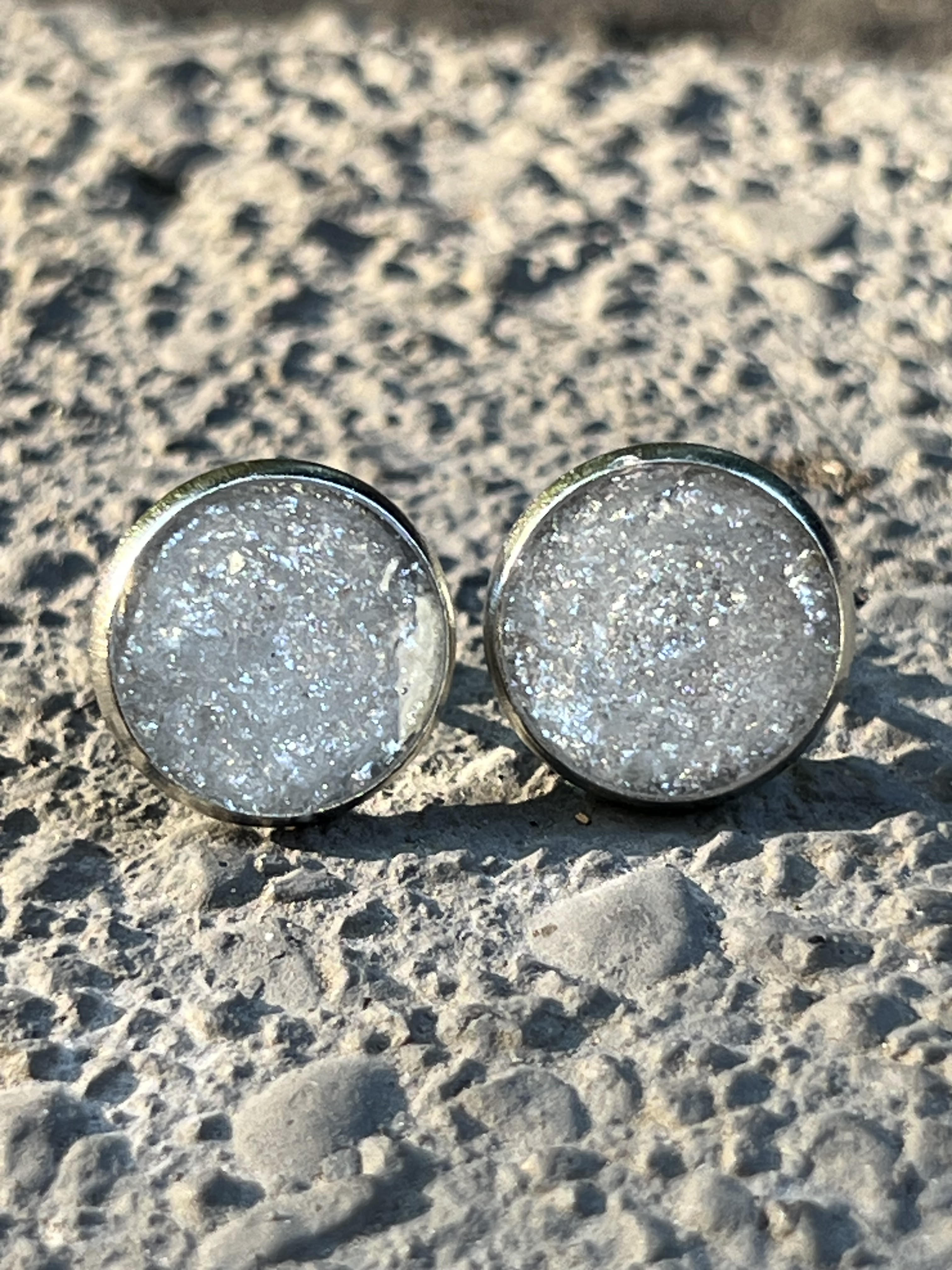 12mm White Winter Studded Earrings