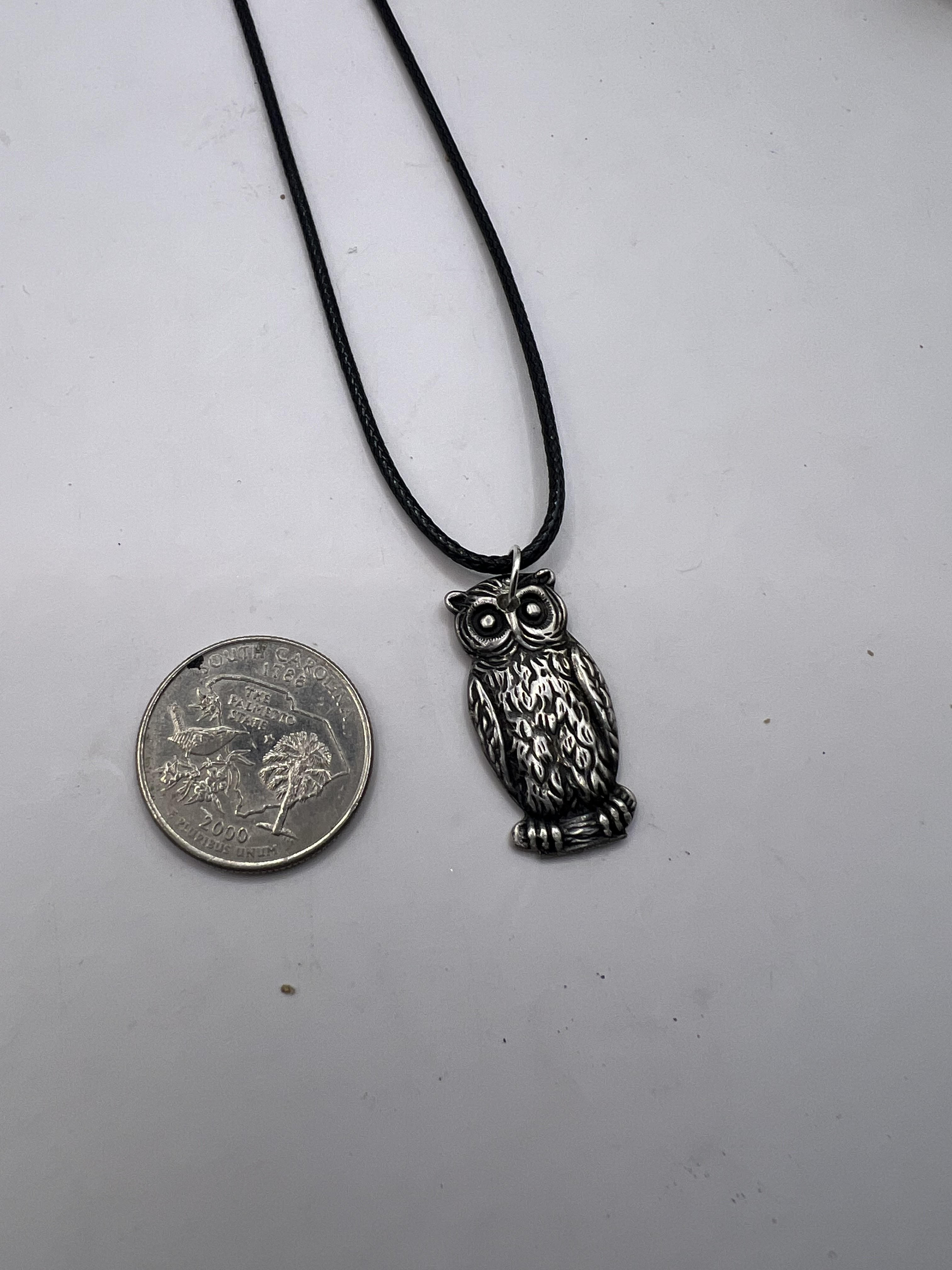 Antique Silver Owl with 18" Adjustable Necklace