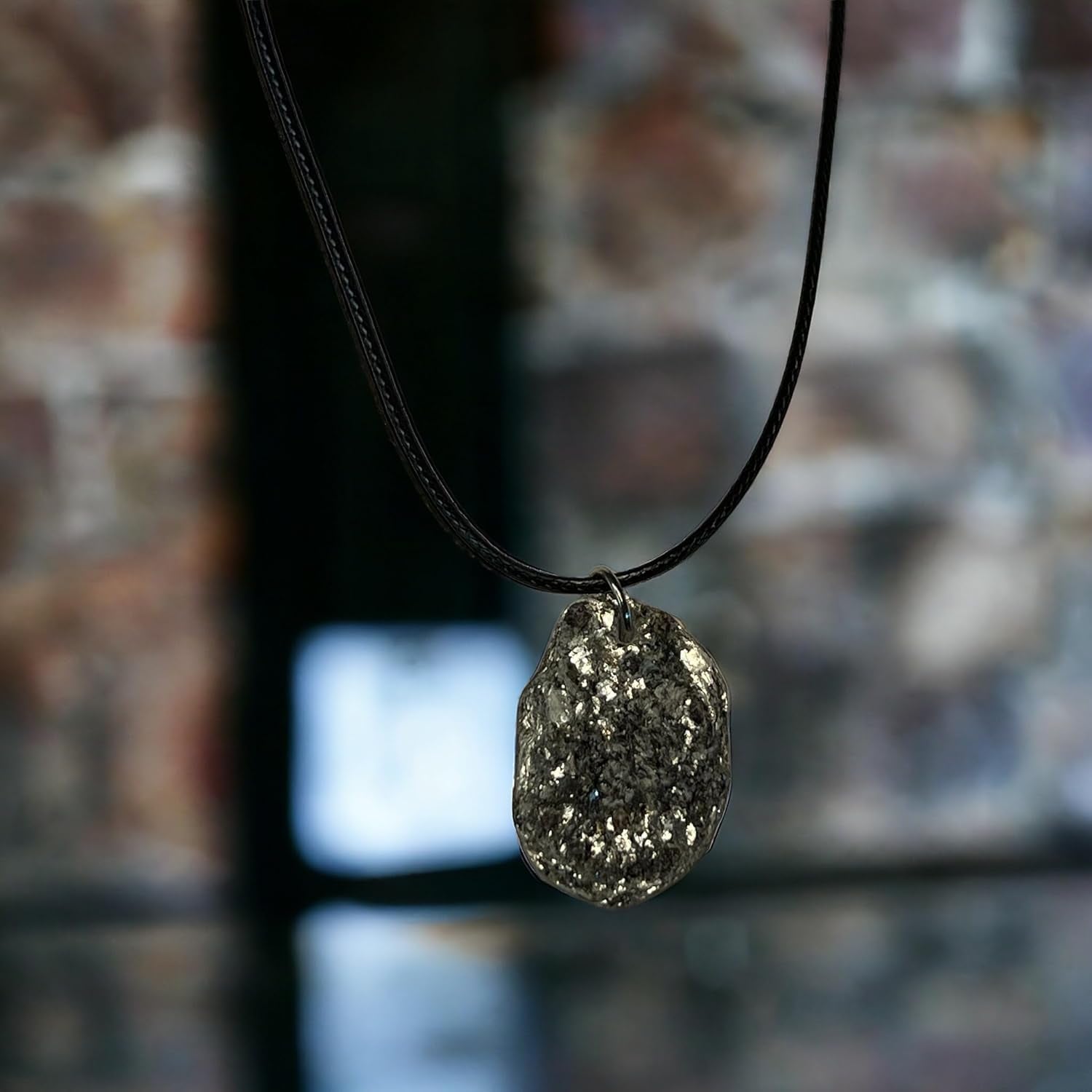 Schist Necklace With 18″ Adjustable Leather Chain