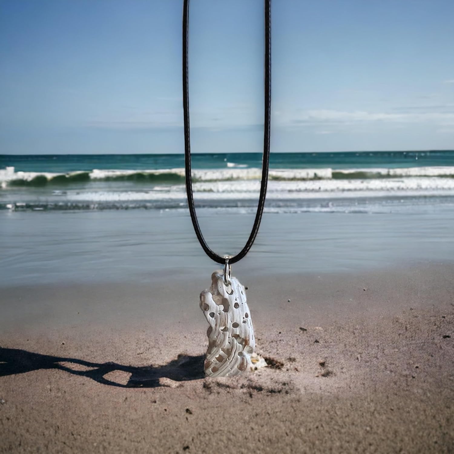 18" adjustable necklace with 1.5" coral pendant