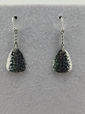 Textured Silver Drop Dangle Earrings - Women Jewelry