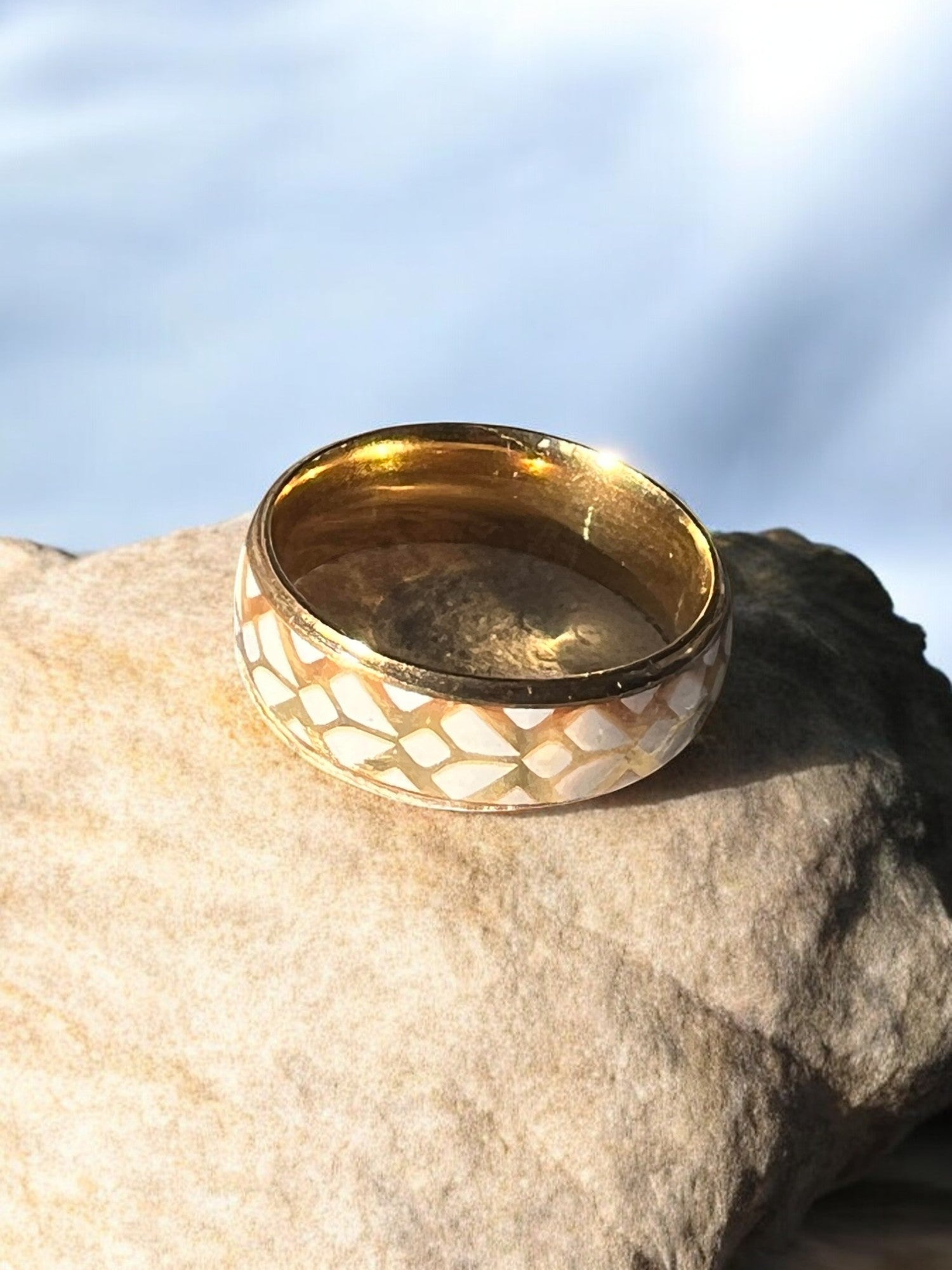 Gold Stainless Steel Ring With Geometric Shape