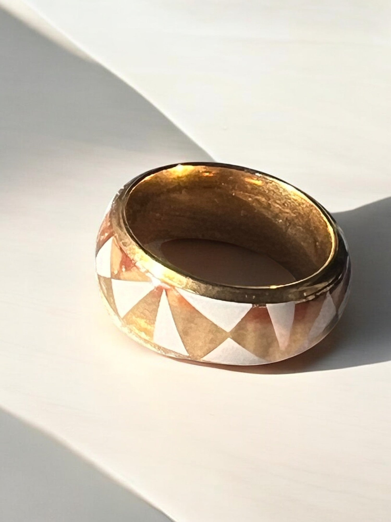 Gold Stainless Steel Ring With Geometric Shapes