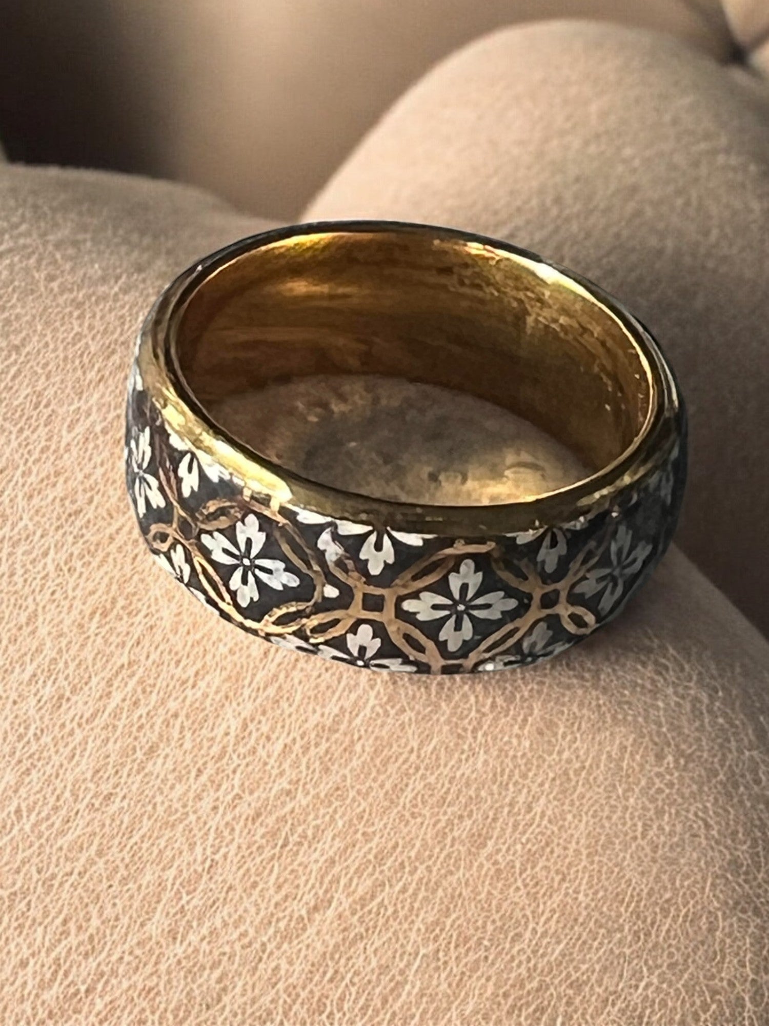 Gold Stainless Steel Ring With Geometric Shapes