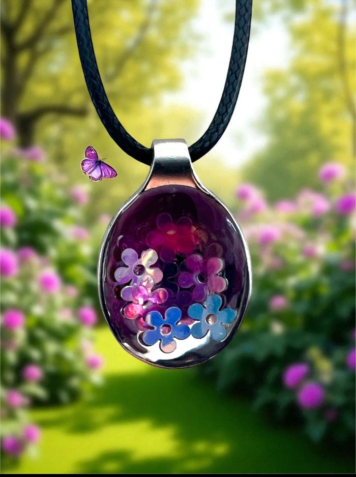 Resin Flower Spoon Pendant Necklace