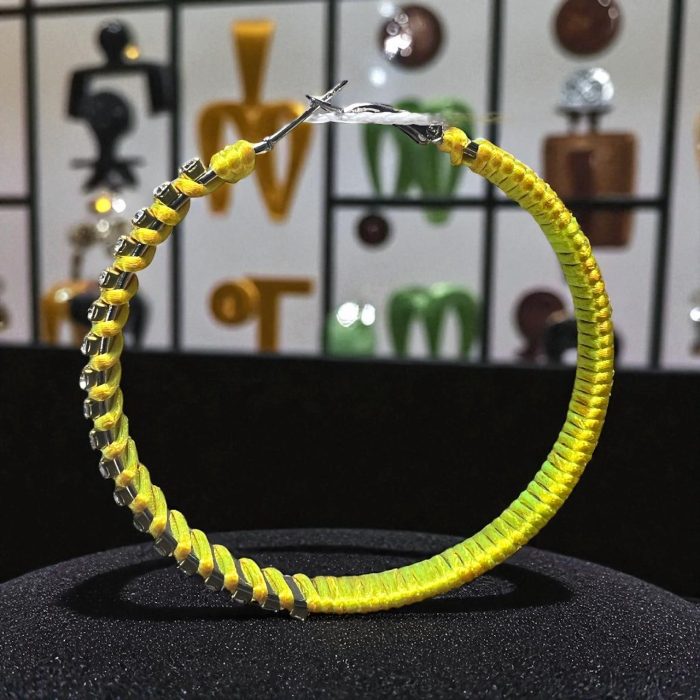 Yellow-Wrapped Hoop Earrings - Image 2