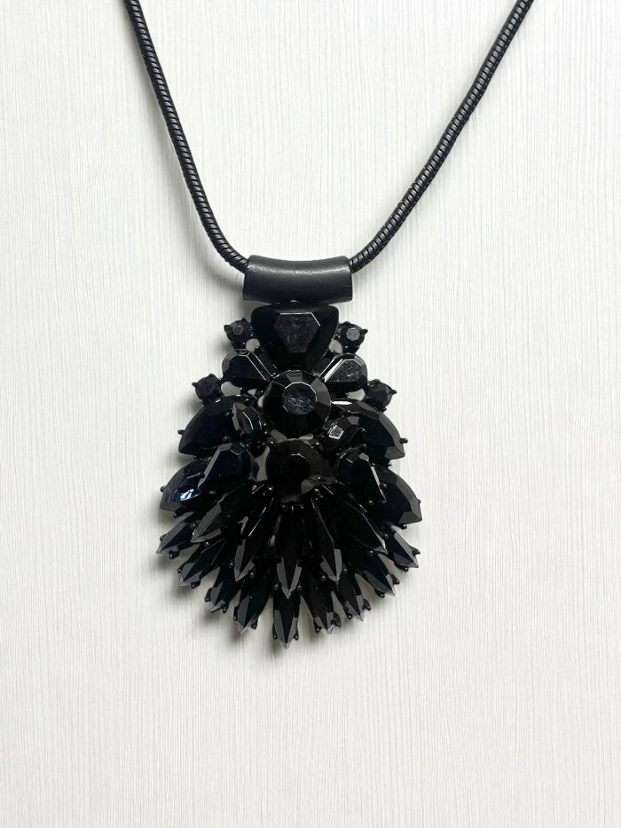 Vintage Black Crystal Cluster Statement Necklace