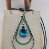 Unique Teardrop Blue Crystal Pendant Necklace